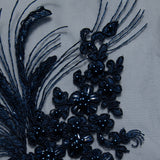 1 Yard Tulle Lace Embroidered Fabric with Cord Detail, 52" Wide
