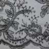 1 Yard Tulle Lace Embroidered Fabric with Cord, Sequins, and Floral Design, 52" Wide