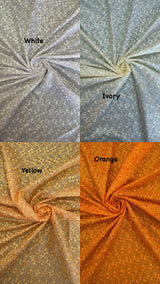 Heavy Eyelet Orange Polyester Cotton Fabric - Floral Embroidery, Orange, 41"-42" Width