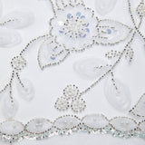 1 Yard Tulle Lace Fabric Embroidered with Ribbon and Floral Design, 52" Wide