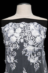 1 Yard Embroidered Tulle Lace Fabric with Intricate Pattern, 52" Wide