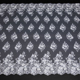 1 Yard Embroidered Tulle Lace Fabric with Intricate Pattern, 52" Wide