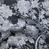 1 Yard Exquisite Embroidered Tulle Lace with Applique and 3D Design Fabric 52" Wide