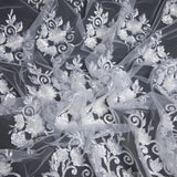 1 Yard Embroidered Tulle Lace Fabric with Intricate Pattern, 52" Wide