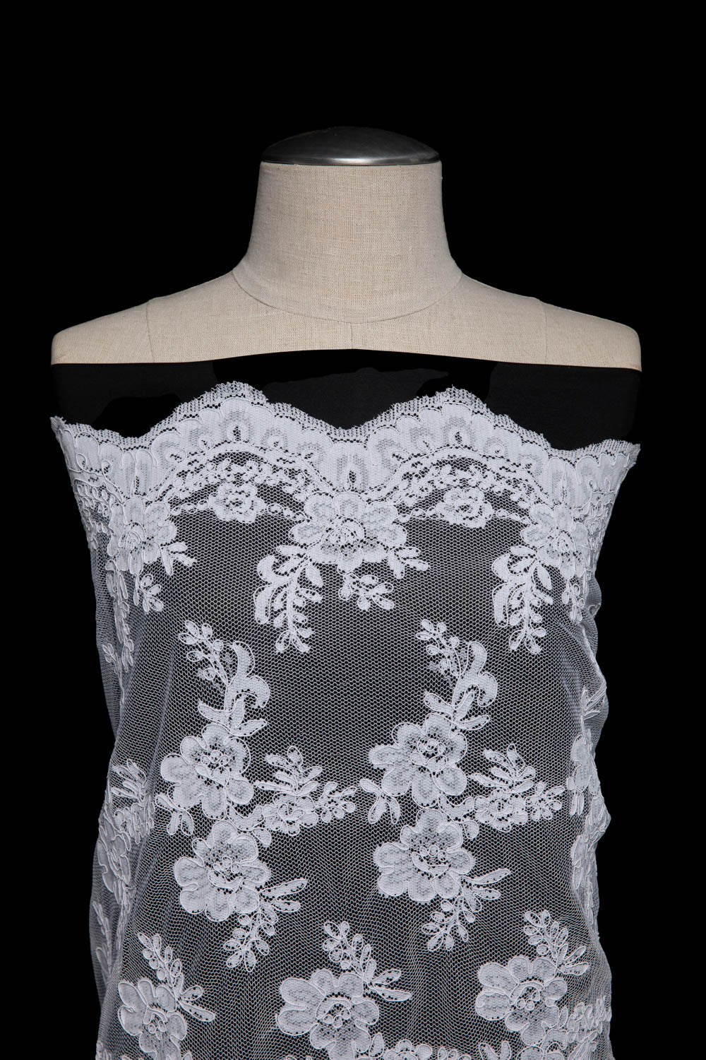 1 Yard Elegant Re-Embroidery Lace Fabric with Cord, Floral Design, 52"/54" Wide