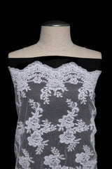 1 Yard Elegant Re-Embroidery Lace Fabric with Cord, Floral Design, 52"/54" Wide