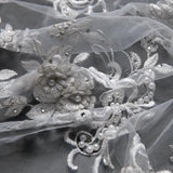 1 Yard Tulle Lace Fabric Embroidered Applique 3D Floral Design Elegant Look 52" Wide