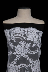 1 Yard Elegant Re-Embroidery Corded Lace Fabric, Floral Pattern, 52"/54" Wide