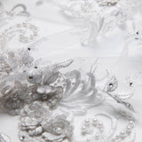 1 Yard Tulle Lace Fabric Embroidered Applique 3D Floral Design Elegant Look 52" Wide