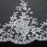 1 Yard Tulle Lace Fabric with Beautiful Floral Embroidery, 52" Wide
