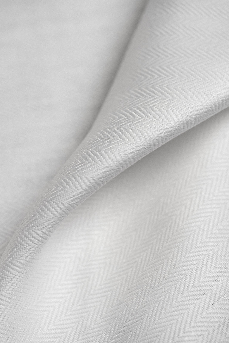 1 Yard White Irish Linen Herringbone Premium Natural Sewing Fabric 57" Width
