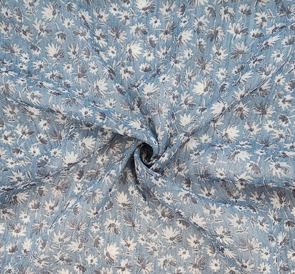 1 Yard Spring Blue Yoryu Chiffon Fabric, 100% Polyester, 57/58" Wide, Lightweight Apparel Material
