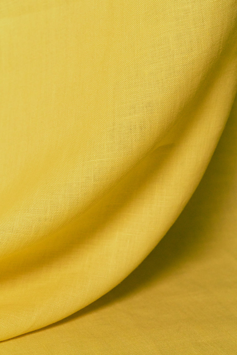 1 Yard Mustard Pure Linen Fabric 5.5 oz, Softened Midweight 54 Inch Solid Weave