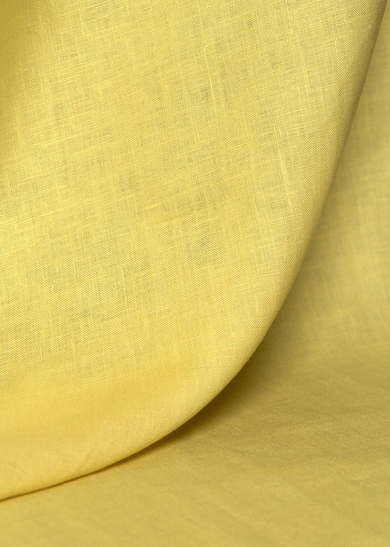 1 Yard Yellow Pure Linen Fabric 5.5 oz, Stone Washed Midweight 54 Inch Solid Weave
