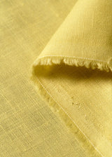 1 Yard Yellow Pure Linen Fabric 5.5 oz, Stone Washed Midweight 54 Inch Solid Weave