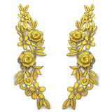 1 Pair 14" x 5" 3D Floral Lace Applique Embroidered on 100% Polyester Net Mesh