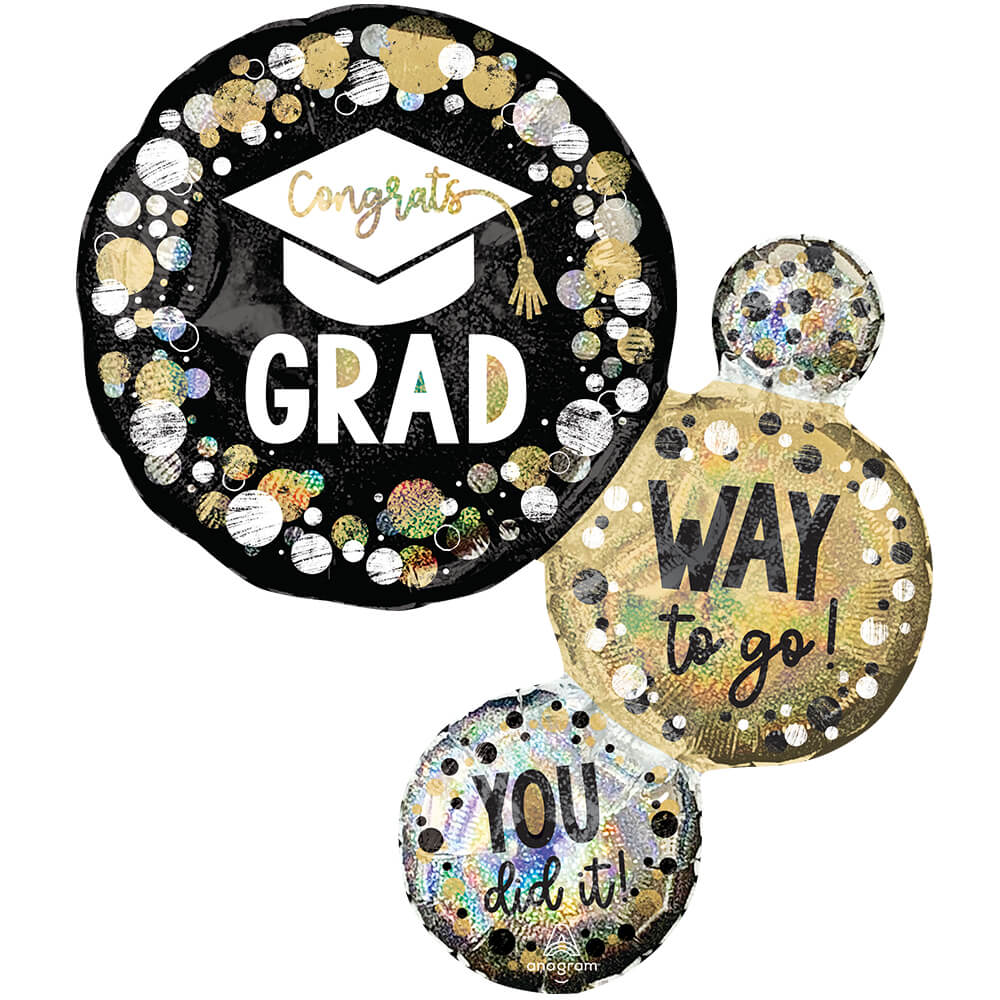 Anagram, Graduation, Grad Balloon, Foil Balloon, Party Decor, Circles, Dots Design, Party Balloon, Helium, Mylar, 4th july/ gradution (laballoons)