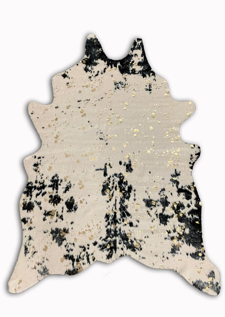 Vegan Cream Metallic Shiny Glow Faux Hide Area Rug/Carpet for Elegant Décor