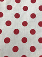 Red Dots White Poly Cotton Fabric - White With Red Big Polka Dots, 59/60" Width (1 Yard)