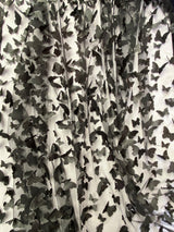 3D Butterflies Black Polyester Fabric - Black Satin Butterflies On 2-Way Stretch Mesh, 54" Width (1 Yard)