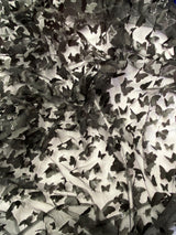 3D Butterflies Black Polyester Fabric - Black Satin Butterflies On 2-Way Stretch Mesh, 54" Width (1 Yard)