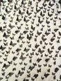 3D Butterflies Black Polyester Fabric - Black Satin Butterflies On 2-Way Stretch Mesh, 54" Width (1 Yard)