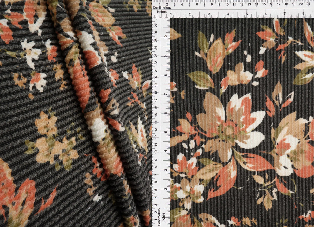 1 Yard Cozy Floral Double Knit Fabric Polyester Rayon Spandex Blend 56/57 Inch Medium Weight Stretch