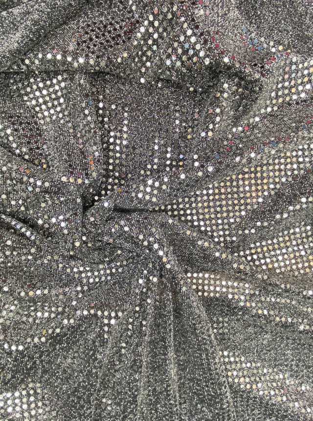 Black/Silver Small Confetti Sequin Polyester Fabric - 3 Mm Confetti Dots, 42" Width (1 Yard)