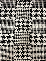 Big And Small Houndstooth Print Polyester Spandex Fabric - Black And White Houndstooth, 58" To 60" Width