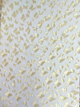 3D Butterflies Champagne Polyester Fabric - Light Weight Satin Butterflies On 2-Way Stretch Mesh, Champagne, 54" Width