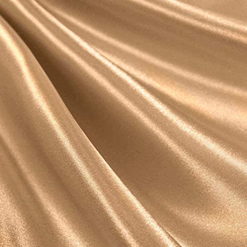 1 Yard Champagne Stretch Charmeuse Fabric 60? Inch Wide 95% Polyester, 5% Spandex