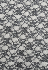 Charcoal Grey Nylon Spandex Fabric - 4-Way Stretch Vintage Look Shimmery Floral Lace Sheer, Charcoal Grey, 58/60" Width (1 Yard)