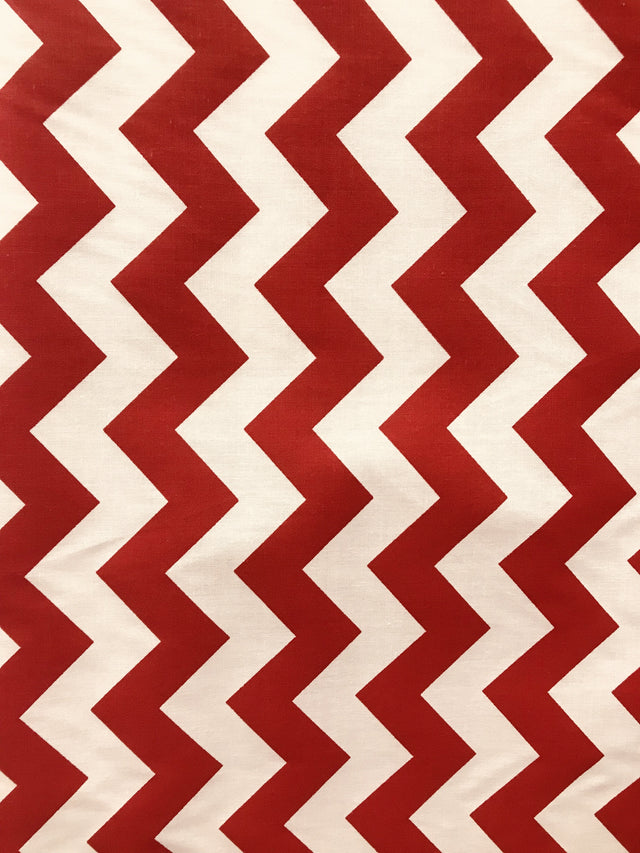 Chevron Red Poly Cotton Fabric - Red Chevron Print, 59/60" Width (1 Yard)