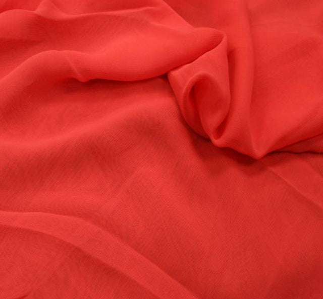 Hi Multi Chiffon Polyester Fabric - Dark Coral, Sheer, 58/60" Width