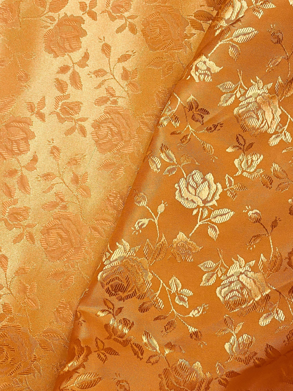 Cinnamon Jacquard Satin Polyester Fabric - Cinnamon Jacquard, Reversible, 58"-60" Width (1 Yard)