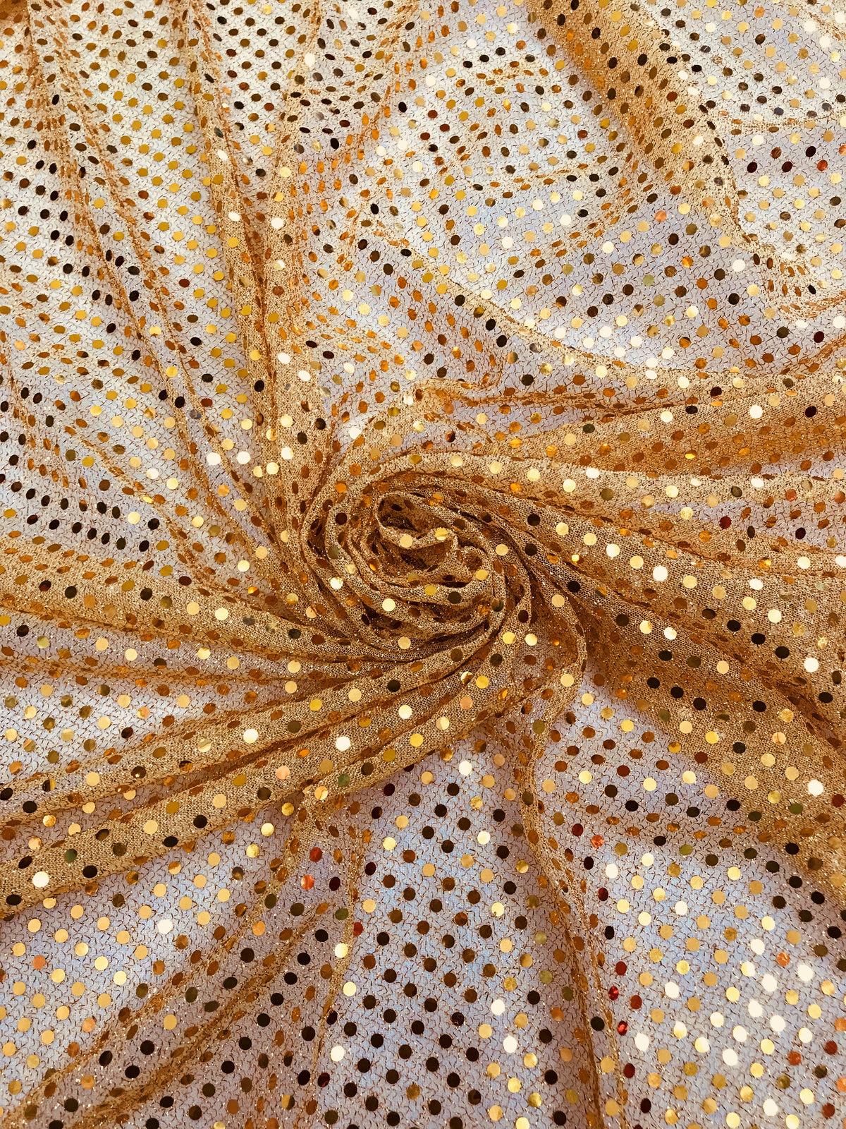 Orange Small Confetti Sequin Polyester Fabric - Orange Confetti Dot, 42" Width (1 Yard)
