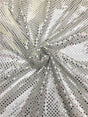 White/Silver Small Confetti Sequin Polyester Fabric - White/Silver Confetti Dots, 42" Width (1 Yard)
