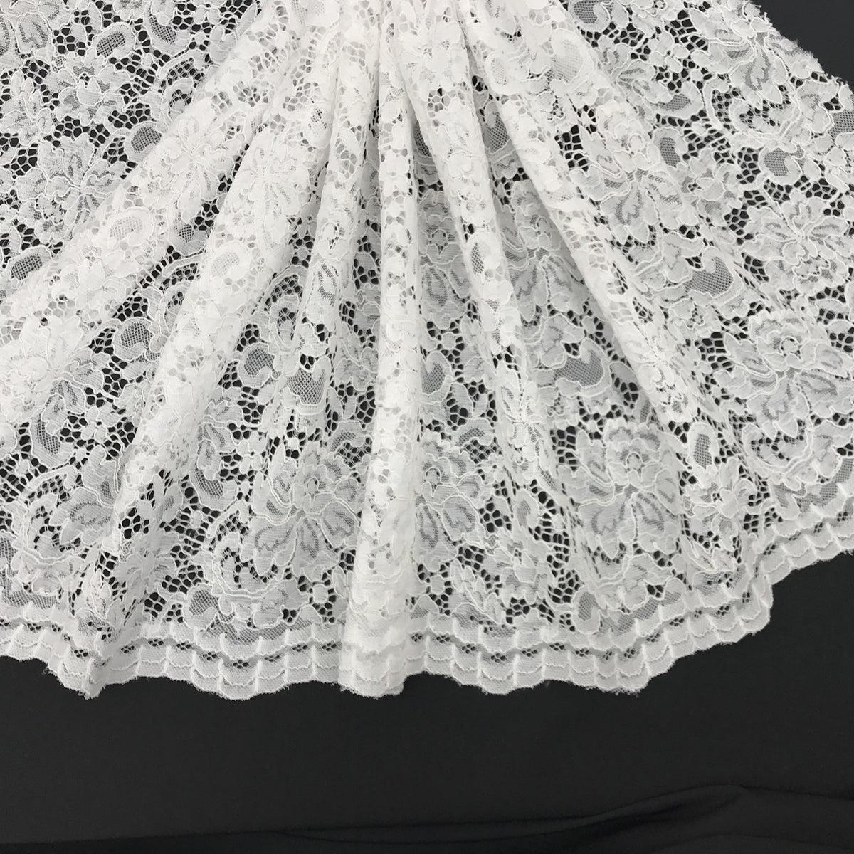Vintage Corded Lace Polyester Fabric - White Sheer Lace, 52/54" Width