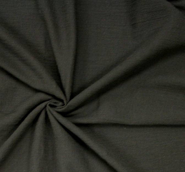 Cotton Gauze 100 Percent Cotton Fabric - Black, Crinkled Texture, 48/50" Width (1 Yard)