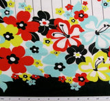 1 Yard Cotton Lawn Print Fabric Double Border Red Multi Color 56/58" Wide Apparel Use