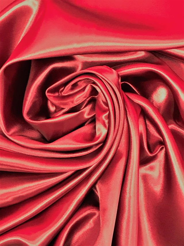 Cranberry Medium Satin Polyester Fabric - Cranberry, Satin, 58"-60" Wide (1 Yard)