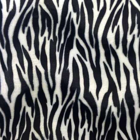 1 Yard Small Zebra Print Velboa Faux Fur Fabric 100% Polyester