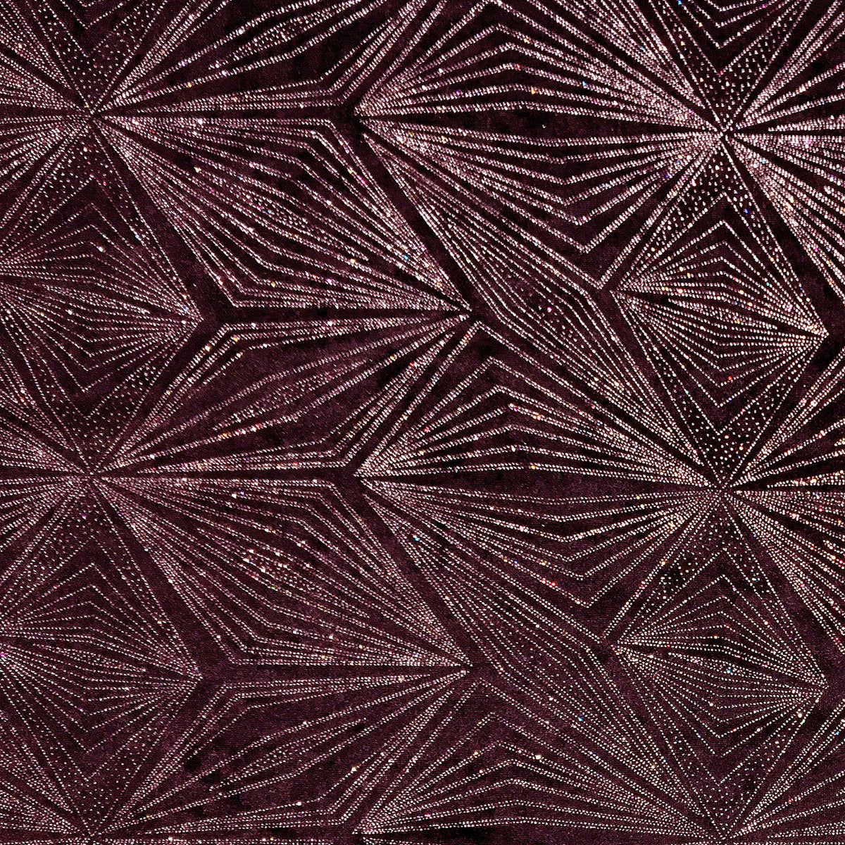 Stretch Velvet Fabric - Diagonal Glittery Design, Plum And Black, 58/60" Width