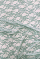 Dusty Aqua Stretch Lace Nylon Spandex Fabric - Shimmery Floral Sheer, 58/60" Width (1 Yard)