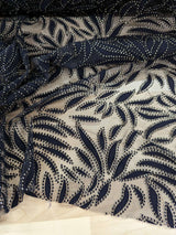 Black Velvet Flocking Lace Polyester Lace Fabric - Glitter Accent, Stretch Mesh, 59/60" Width (1 Yard)