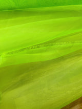 Crystal Organza Polyester Fabric - Neon Green, 58/59" Width (1 Yard)