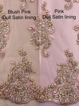 Pink And Gold Lace Polyester Lace Fabric - Pink And Gold Metallic Thread, Sequins, 53-54" Width (1 Yard)