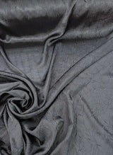 Black Crushed Charmeuse Polyester Fabric - Black, Crushed Finish, 54" Width (1 Yard)