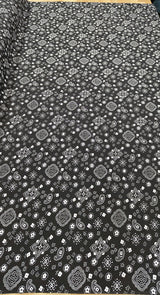 Bandana Poly Cotton Fabric - Paisley Bandana Print, Black, Red, Pink, Royal Blue, Yellow, 59/60" Width (1 Yard)