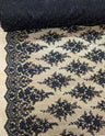 Regina Polyester Lace Fabric - White, Off-White, Black, Bridal Floral Embroidered Mesh, Scalloped Edges, 51/52" Width (1 Yard)